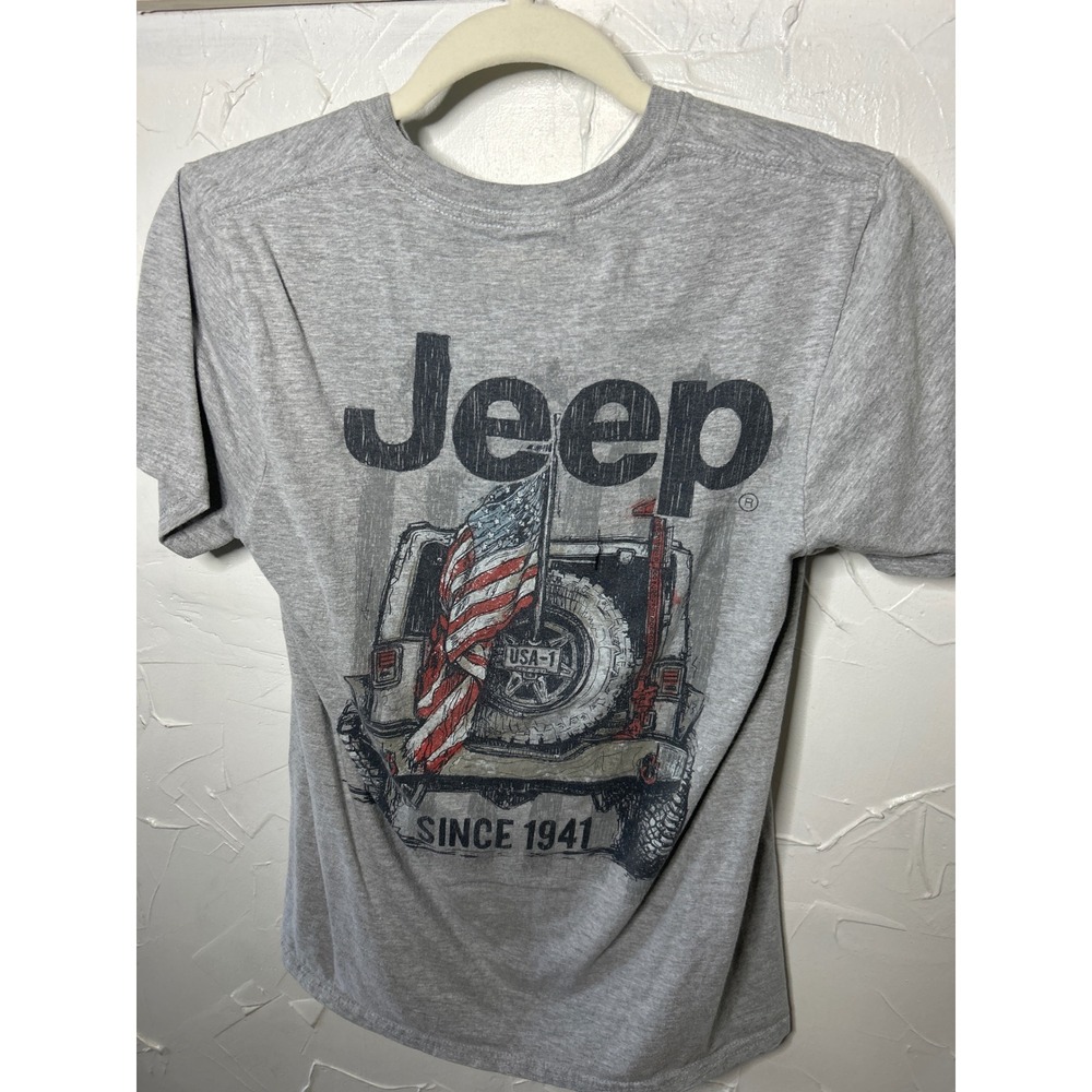 Jeep Since 1941‎ USA Flag Graphic T-Shirt Men's Small Gray Short Sleeve